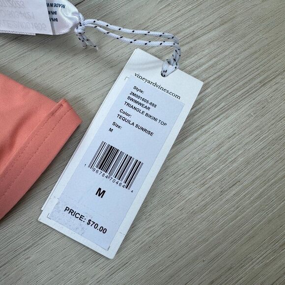 Vineyard Vines Triangle Bikini Top Womens Medium Tequila Sunrise Adjustable - Picture 3 of 4